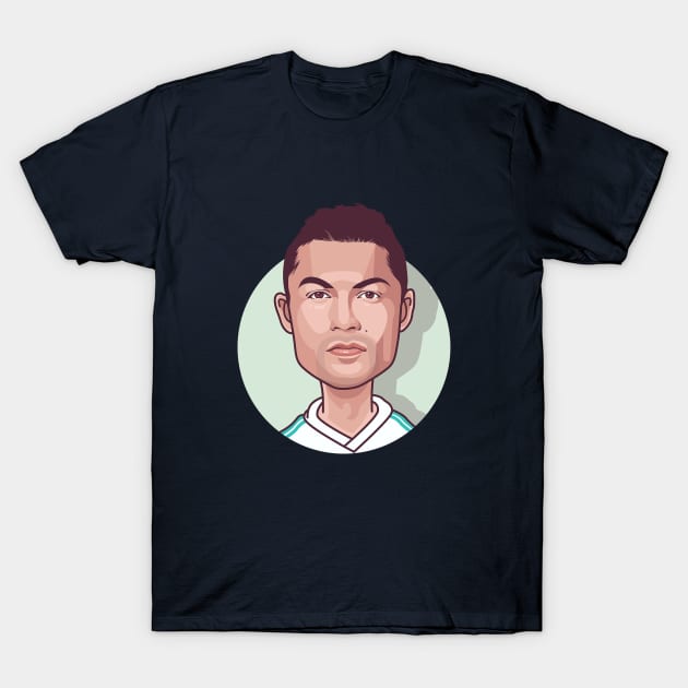 Cristiano Ronaldo Big Head Caricature T-Shirt by obiyshinichiart